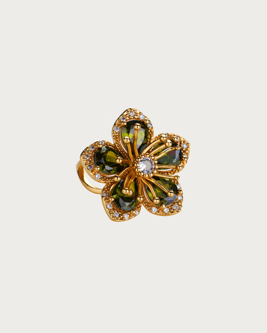 Denise Green Flower Golden Ring