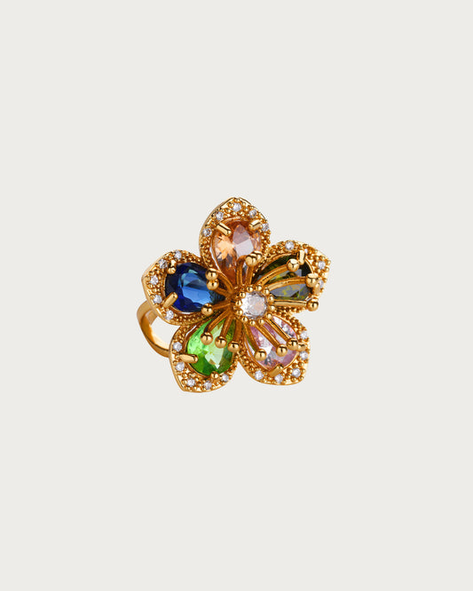 Denise Colorful Flower Golden Ring