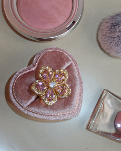 Denise Pink Flower Golden Ring