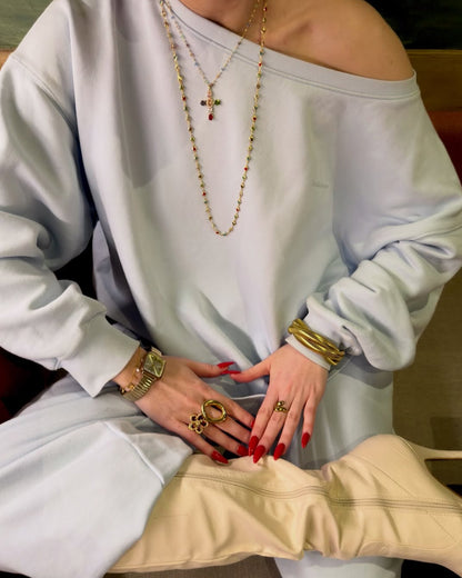 Denise Rose Red Flower Golden Ring