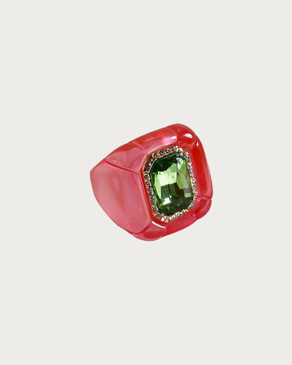 Maxine Colorful Geometric Resin Ring in Red