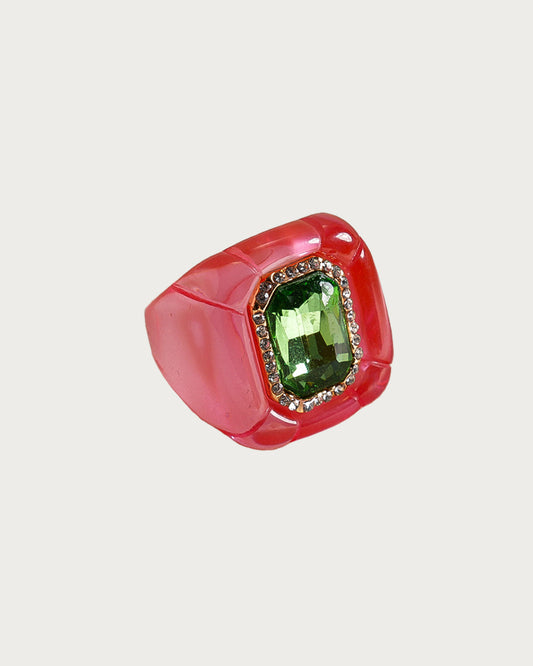 Maxine Colorful Geometric Resin Ring in Pink