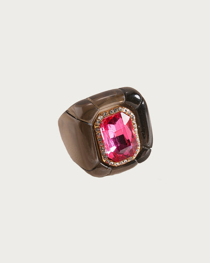 Maxine Colorful Geometric Resin Ring in Red
