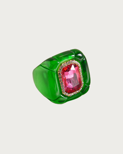 Maxine Colorful Geometric Resin Ring in Red