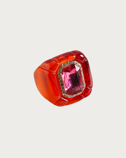 Maxine Colorful Geometric Resin Ring in Red