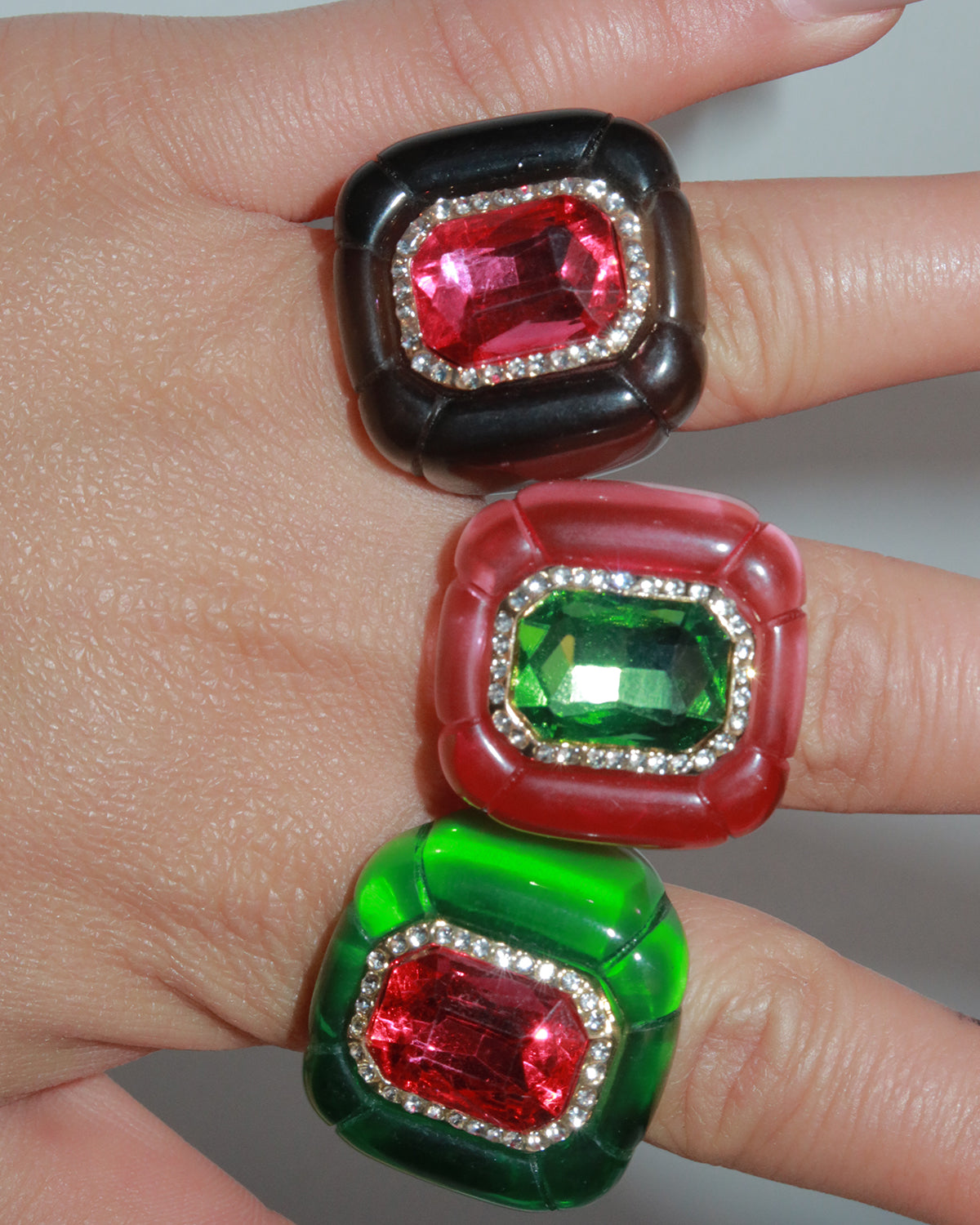 Maxine Colorful Geometric Resin Ring in Red