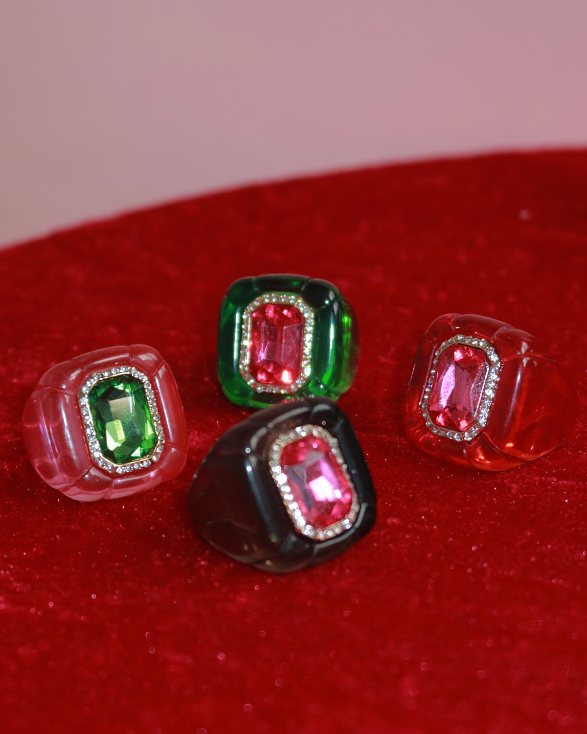 Maxine Colorful Geometric Resin Ring in Red