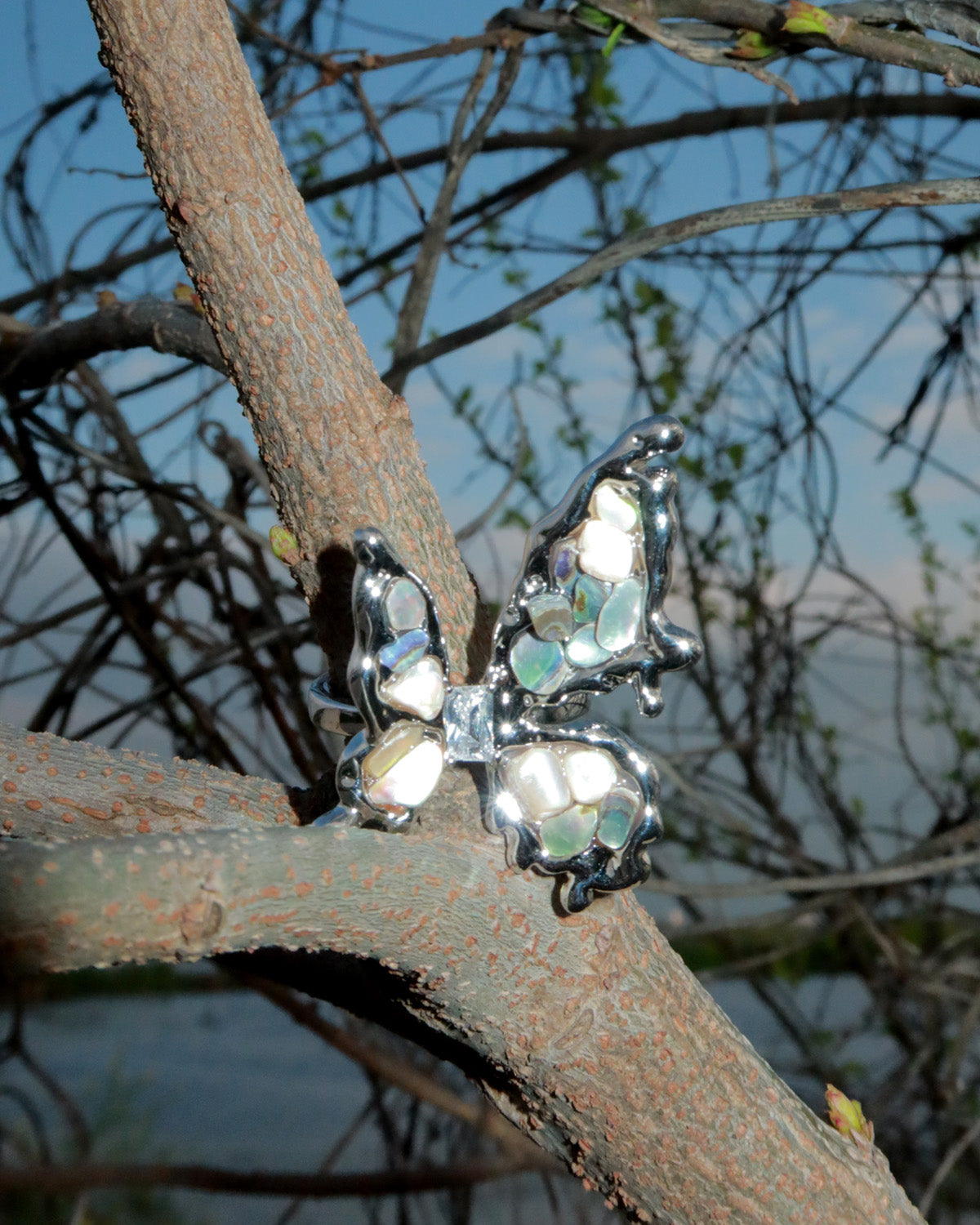 Tracy Multicolor Shell Butterfly Ring