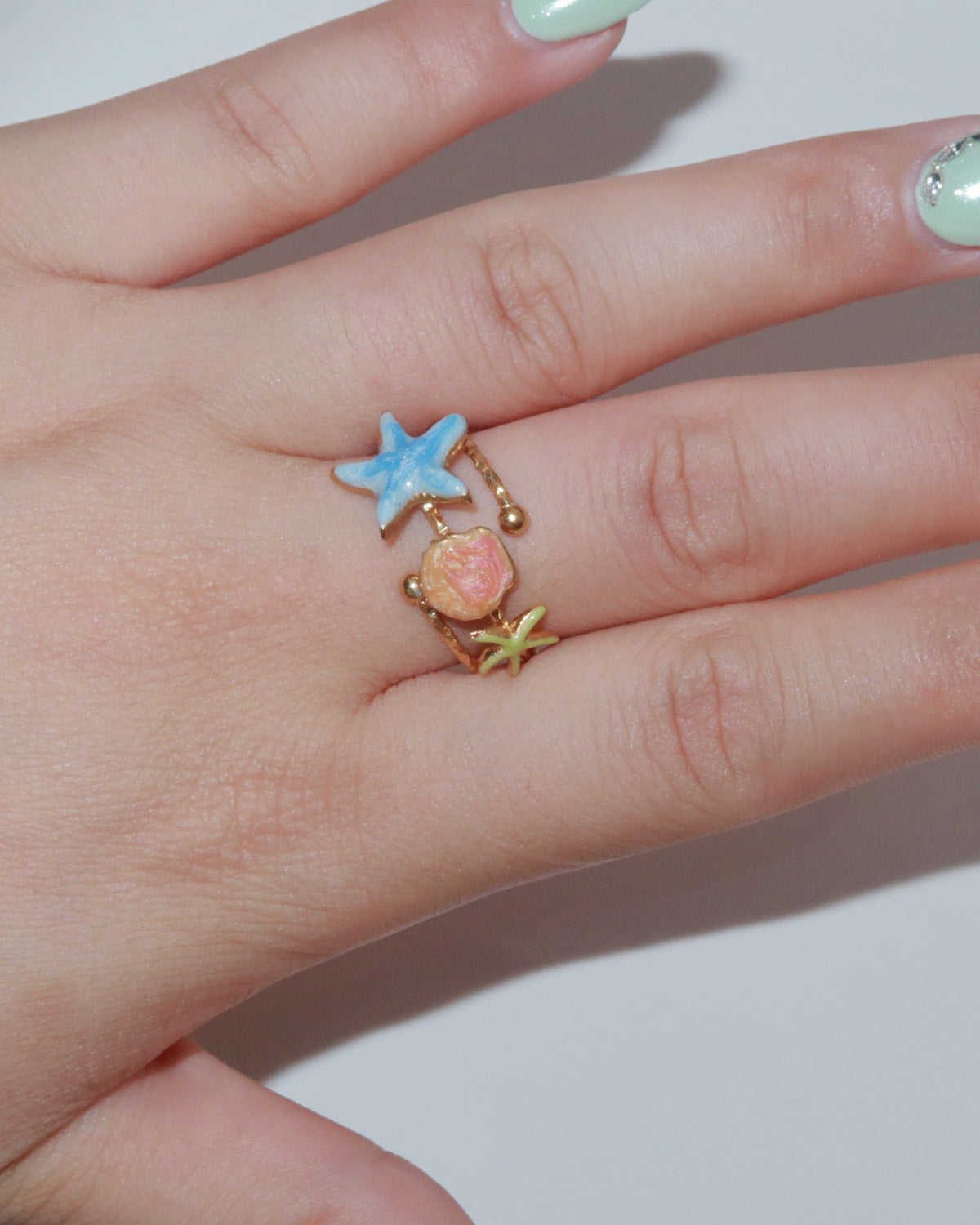 Maristella Coastal Starfish Shell Golden Ring