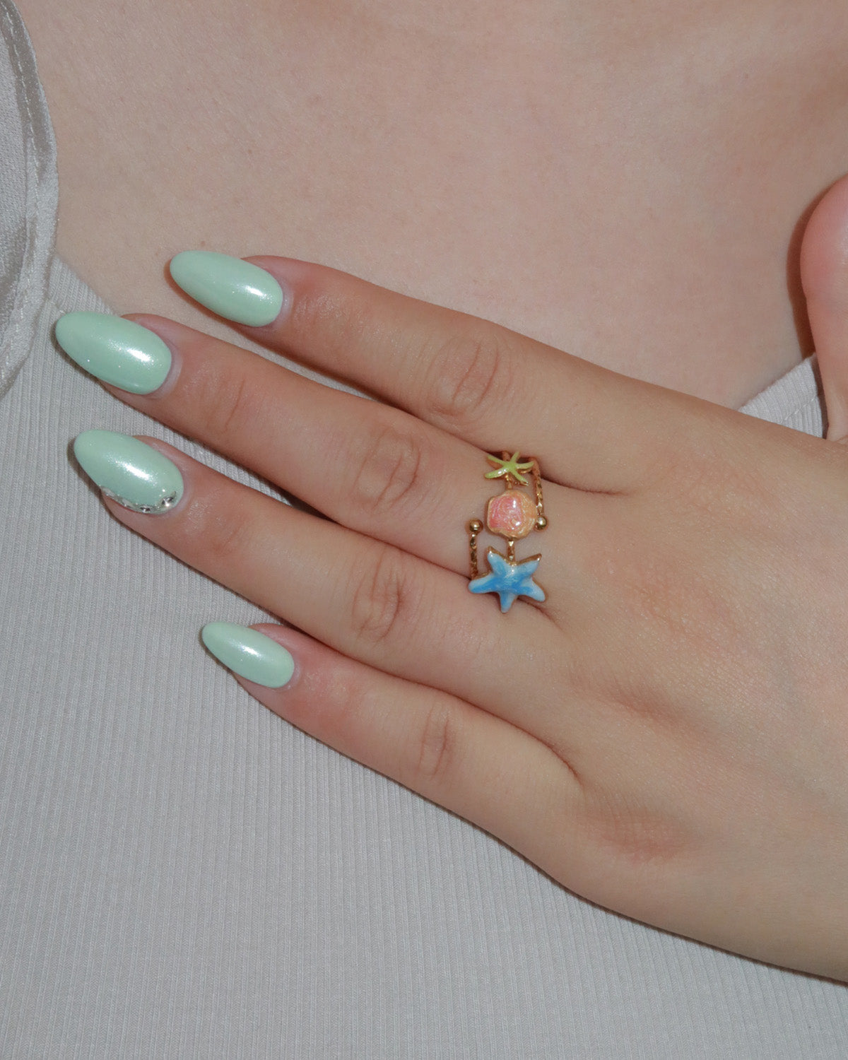 Maristella Coastal Starfish Shell Golden Ring