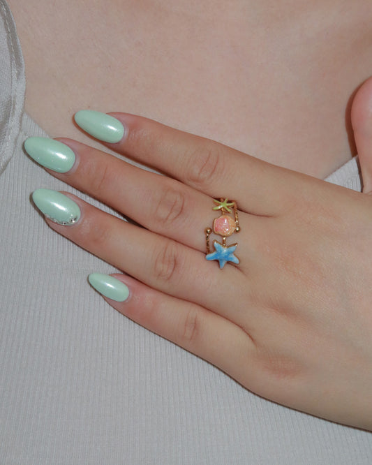 Maristella Coastal Starfish Shell Golden Ring