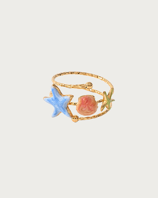 Maristella Coastal Starfish Shell Golden Ring