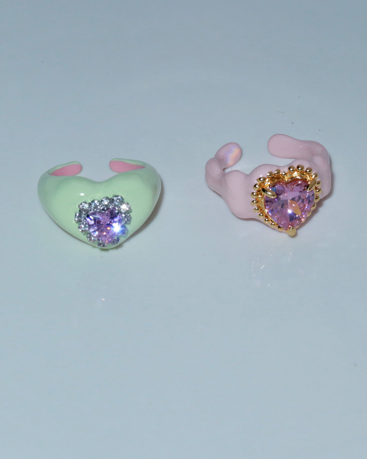 Bonbon Pink Crystal Heart Ring