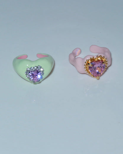Bonbon Pink Crystal Heart Ring