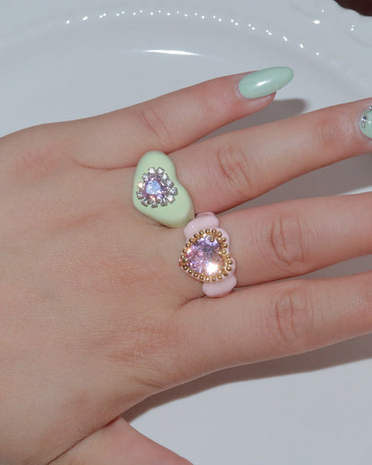 Bonbon Pink Crystal Heart Ring