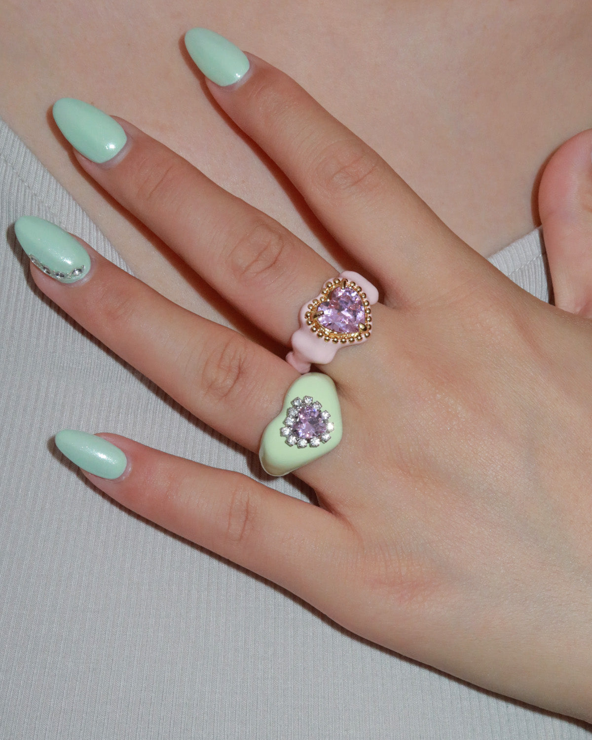 Bonbon Pink Crystal Heart Ring