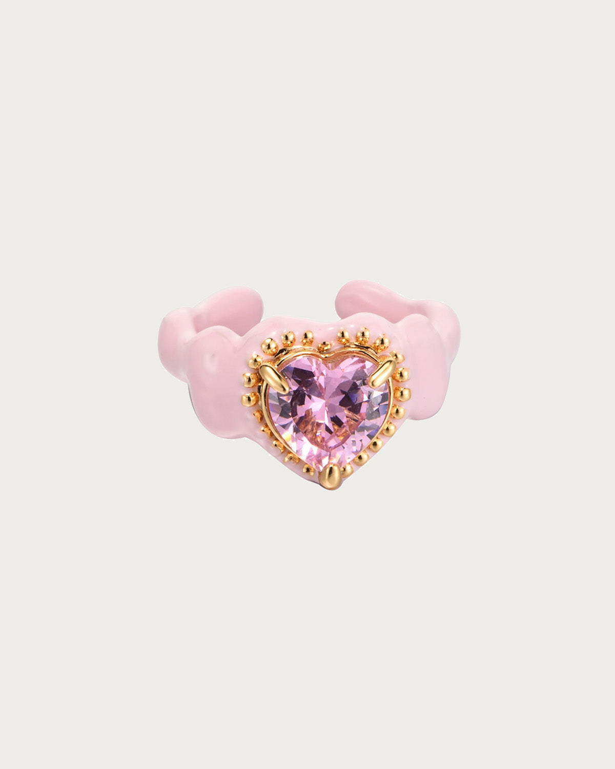 Bonbon Pink Crystal Heart Ring
