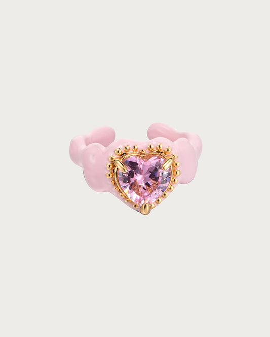 Bonbon Pink Crystal Heart Ring