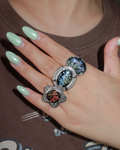 Margot Star Dried Flower Resin Silver Ring