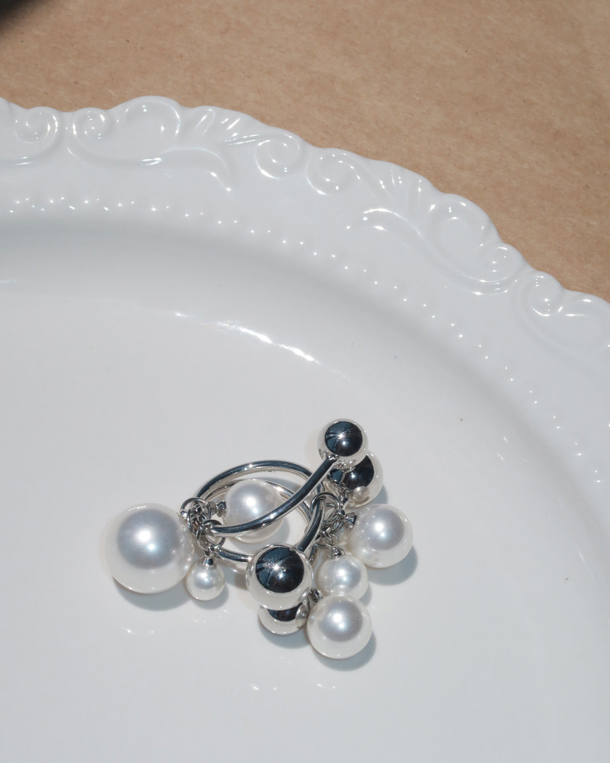 Talia Floating Pearl Silver Ring
