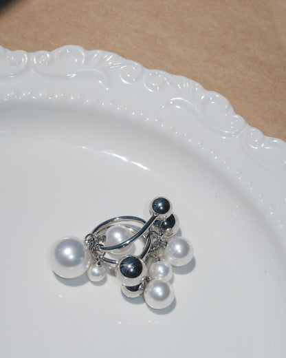 Talia Floating Pearl Silver Ring