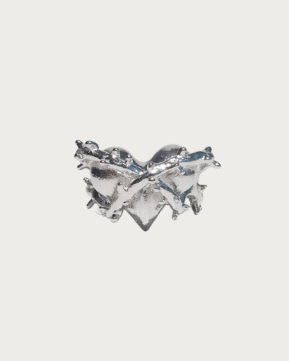 Maleah Gothic Silver Heart Silver Ring