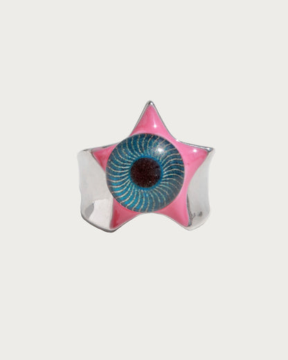 Oculis Eyeball and Yellow Star Silver Statement Ring
