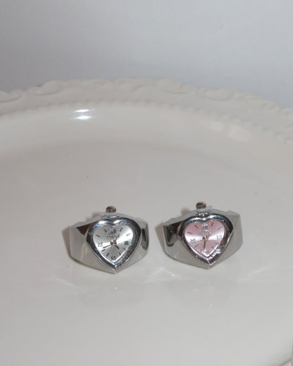 Tempora Vintage Heart Shaped Silver Watch Ring