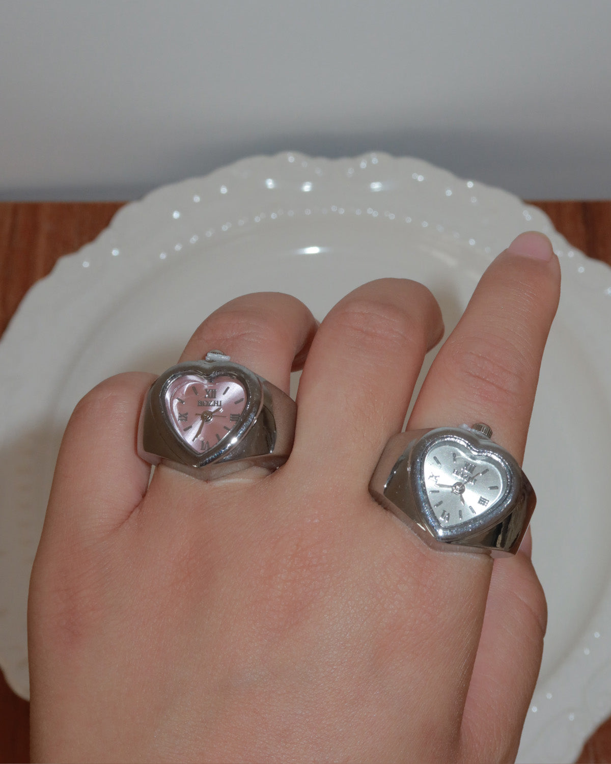 Tempora Vintage Heart Shaped Silver Watch Ring