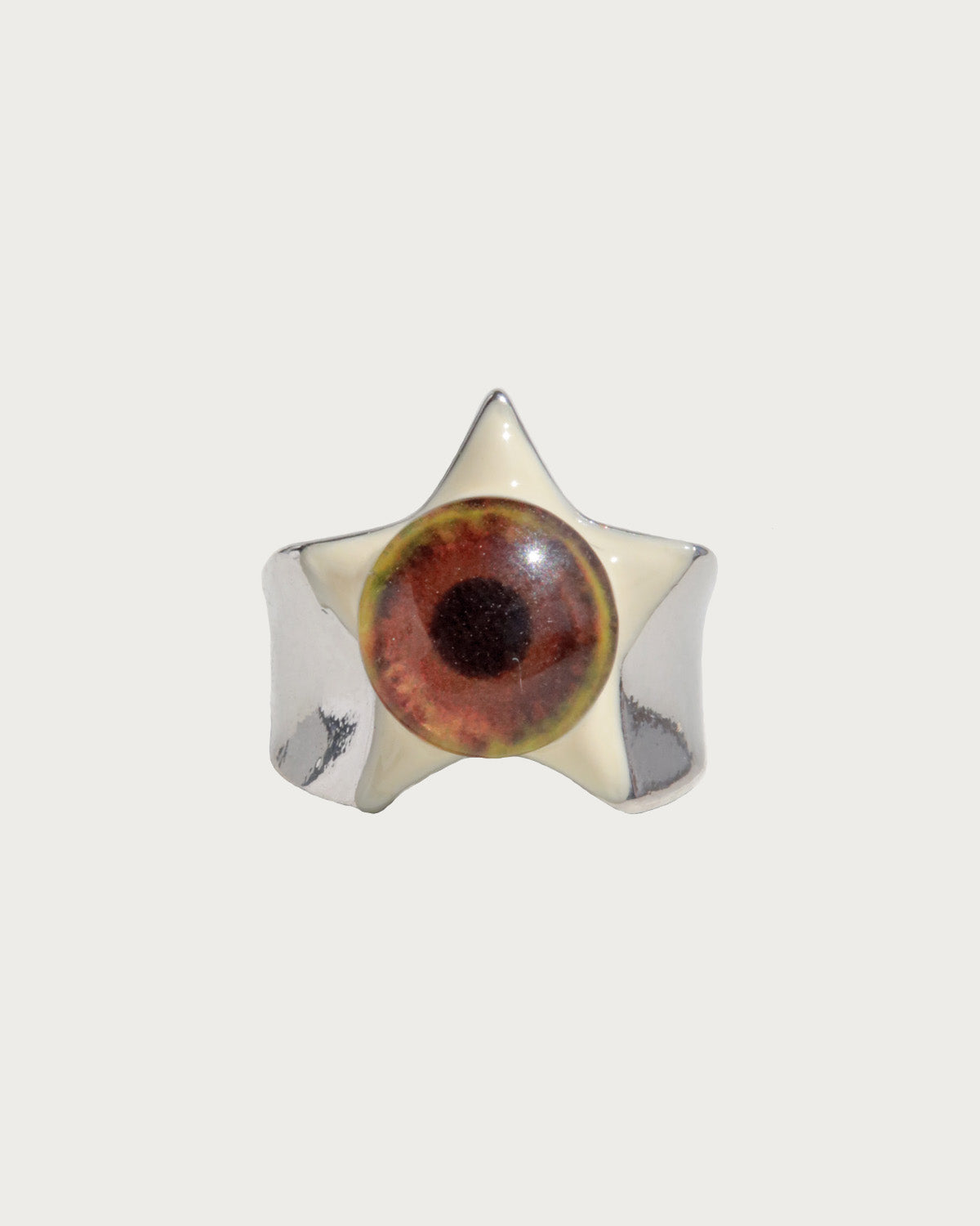Oculis Eyeball and Yellow Star Silver Statement Ring