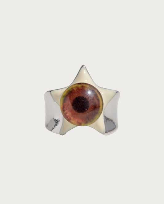 Oculis Eyeball and Yellow Star Silver Statement Ring