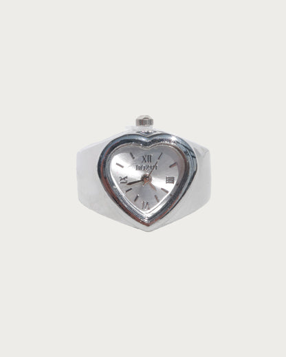 Tempora Vintage Heart Shaped Silver Watch Ring