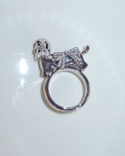 Gail Cute Puppy Silver Ring