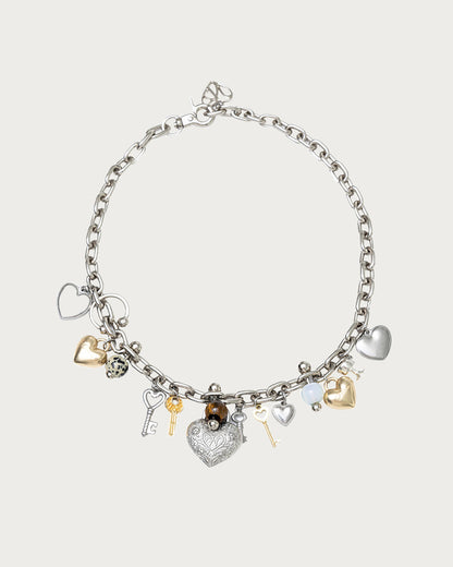 Vicky Love You Tiger Eye Hearts Charm Necklace