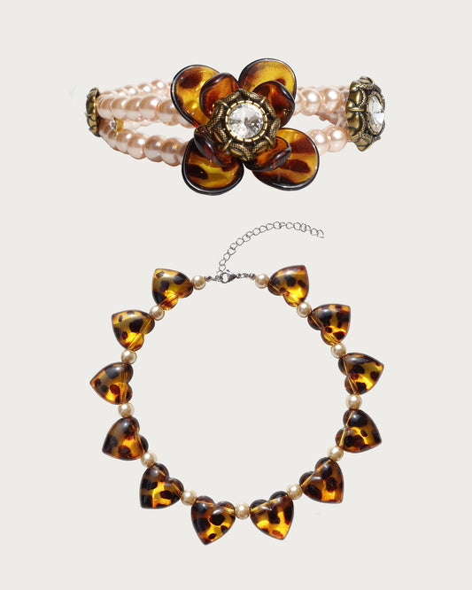 Florence Leopard & Rose Necklace Set
